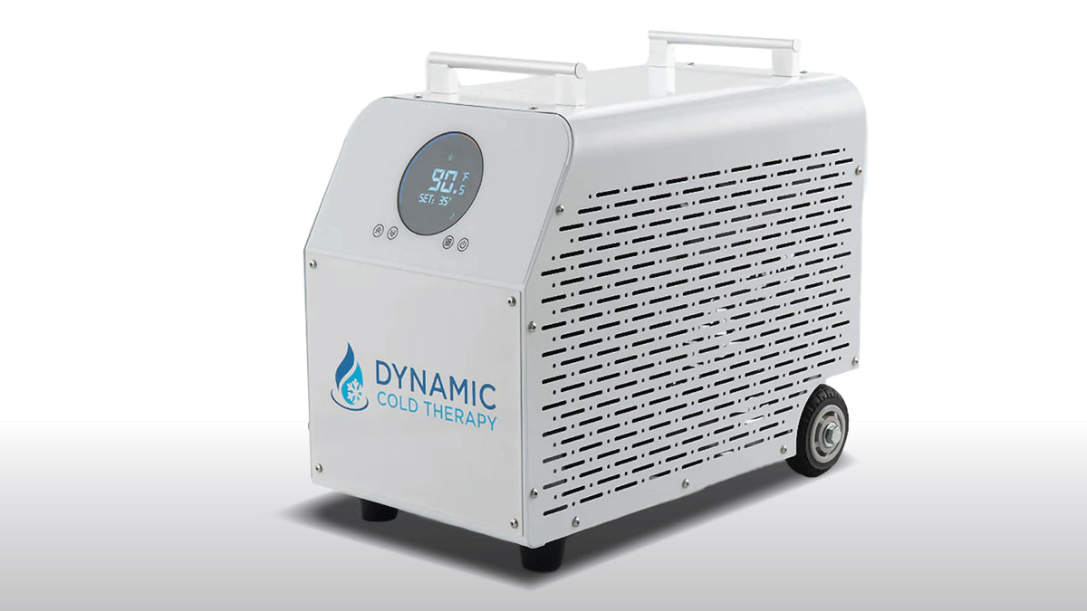 0.8 HP cold plunge chiller unit with portable design and integrated cooling and heating system on clean background