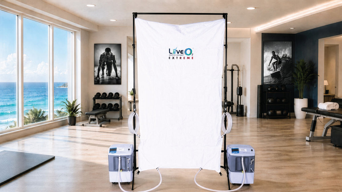 LiveO2 Dual User Extreme adaptive contrast EWOT system set up in commercial wellness space with dual air separators