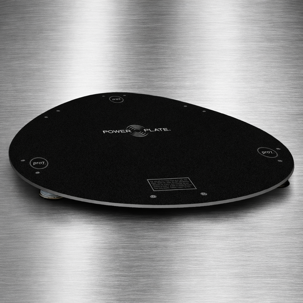 Alternate angled view of Power Plate pro7 pro8 Power Shield vibration reduction platform highlighting structural base and vibration dampening design