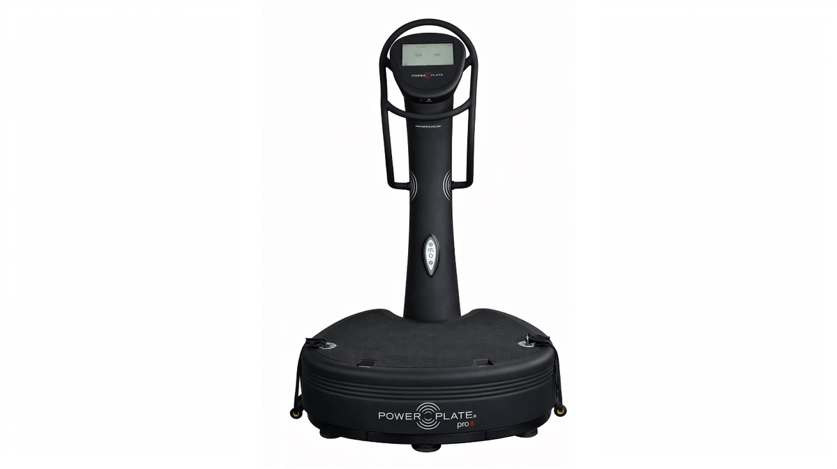 Power Plate pro8 whole body vibration platform commercial fitness vibration training machine front angle