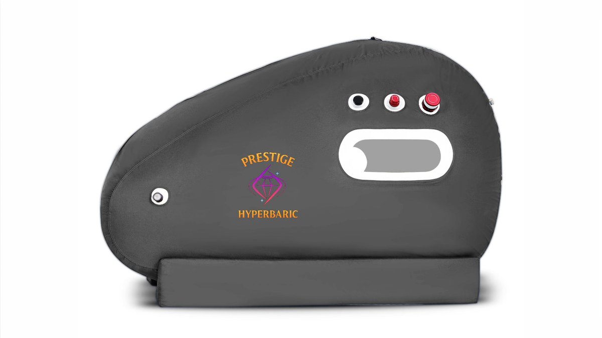 Prestige Hyperbaric compact chamber right profile with pressure valves and viewing window showing external control and safety components