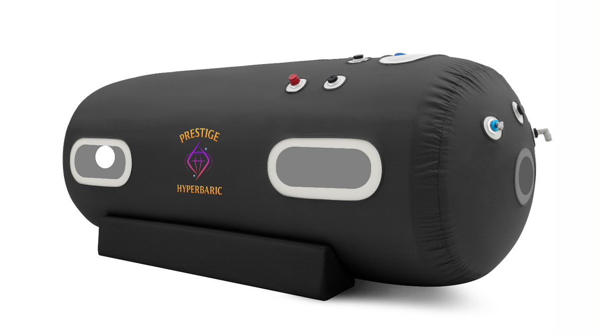 Prestige hyperbaric chamber pressure valves and control ports top view detail on softshell full body chamber