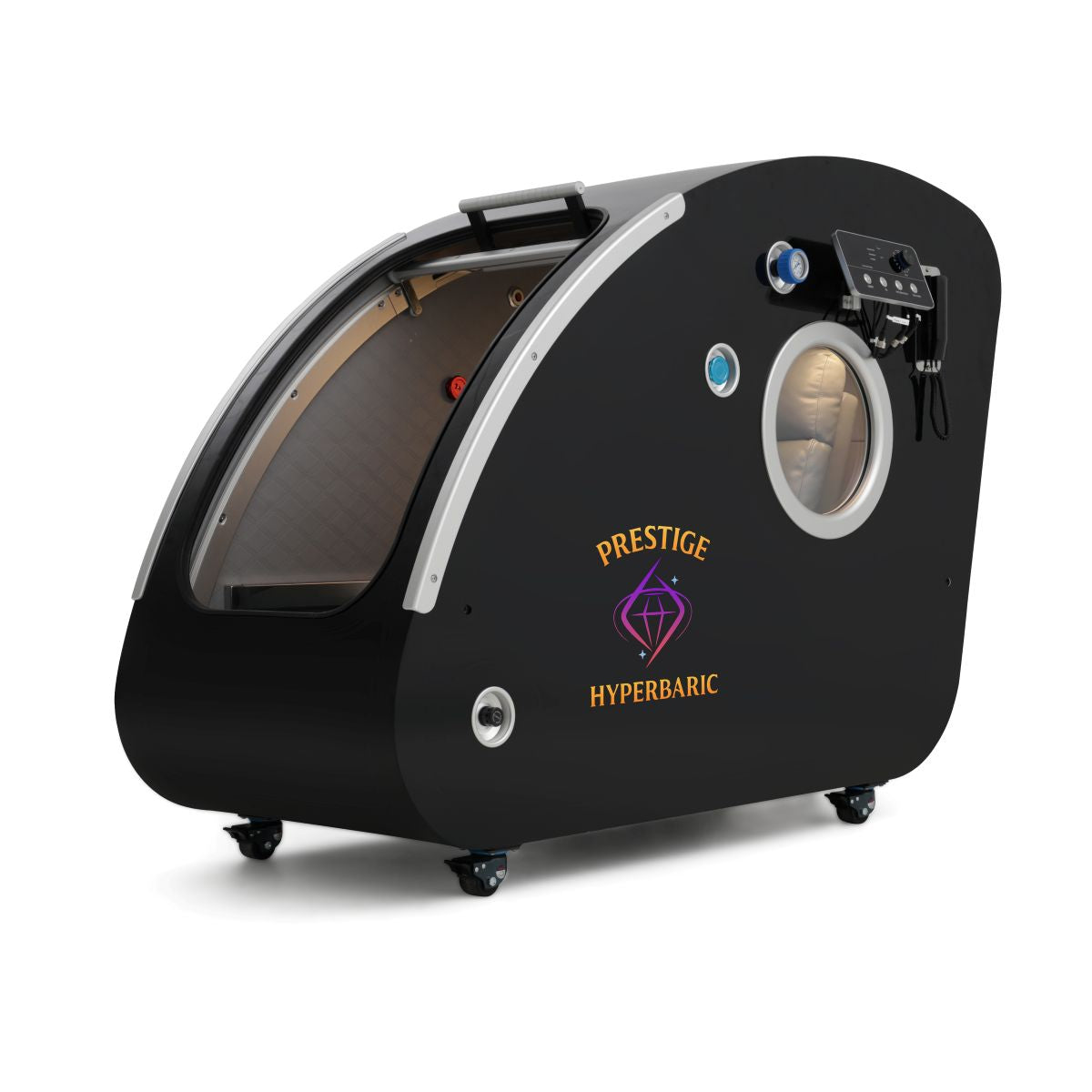 Prestige Hyperbaric Grand Sphere of Power hard shell HBOT chamber displayed on white background for product presentation
