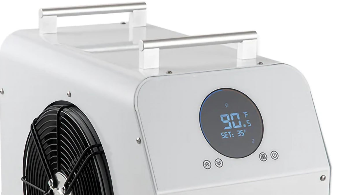 1.0 HP cold plunge chiller digital control panel displaying water temperature and system settings during operation