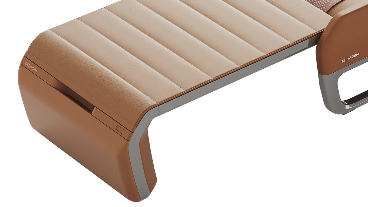 Ceragem Master V7 thermal massage bed cushion surface detail highlighting premium materials and ergonomic support design