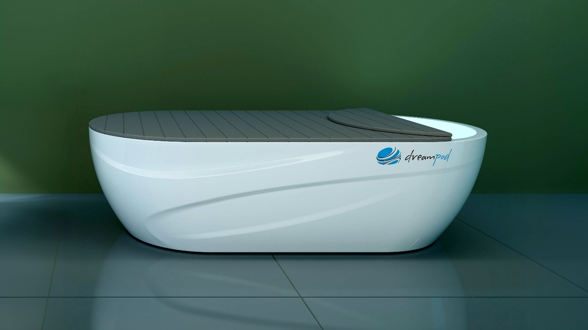 Dreampod Home Float Pro float tank product profile displayed in clean studio environment with neutral background