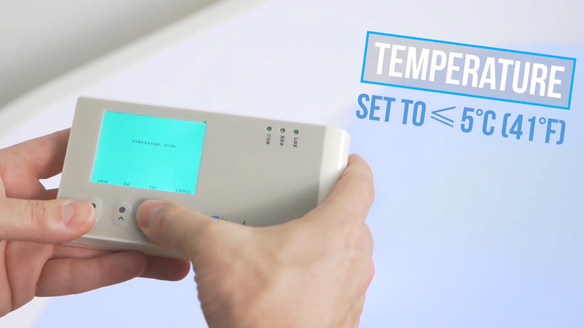 Dreampod ice bath control interface showing temperature setting display for cold plunge system operation