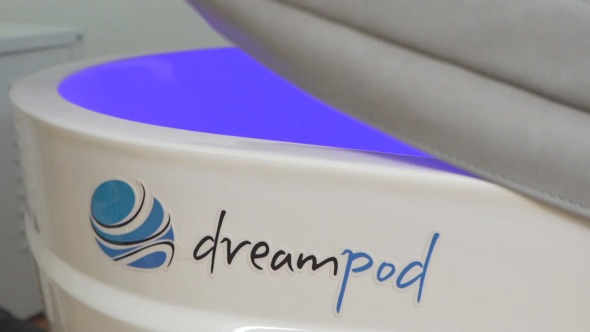 Dreampod ice bath tub interior showing lighting effect and water surface during cold plunge setup