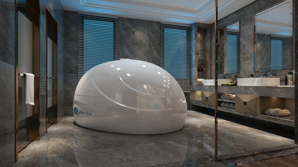 Dreampod Sport Float Pod commercial float tank installed in luxury spa environment