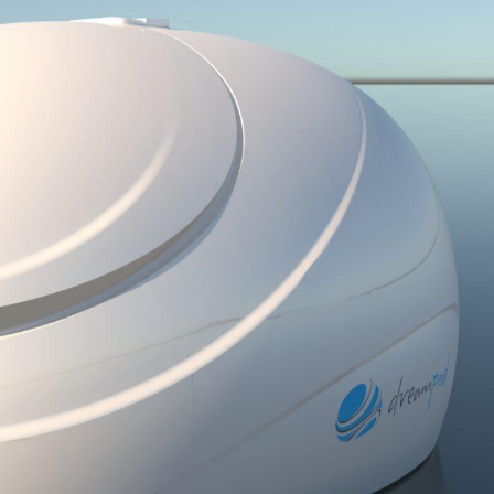 Dreampod Sport Float Pod commercial float tank fiberglass shell surface with Dreampod branding detail