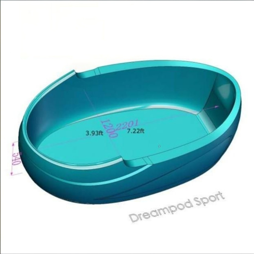 Dreampod Sport Float Pod commercial float tank interior basin open shell view showing float chamber