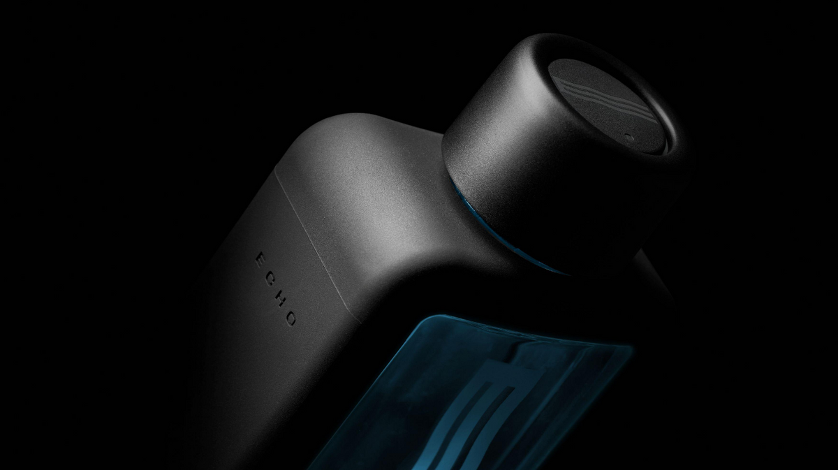 Echo Flask hydrogen water bottle cap and upper body design shown from angled close-up perspective