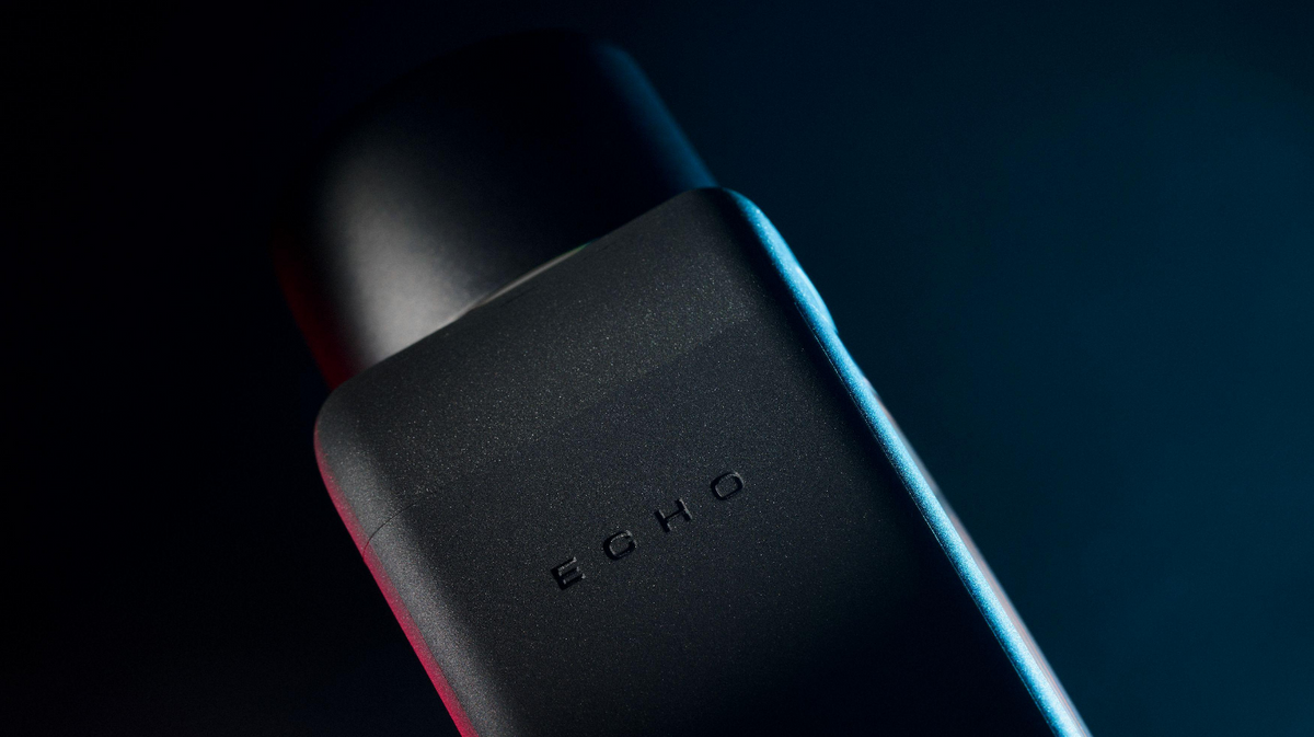 Echo Flask hydrogen water bottle matte finish exterior with embossed branding shown in close-up detail