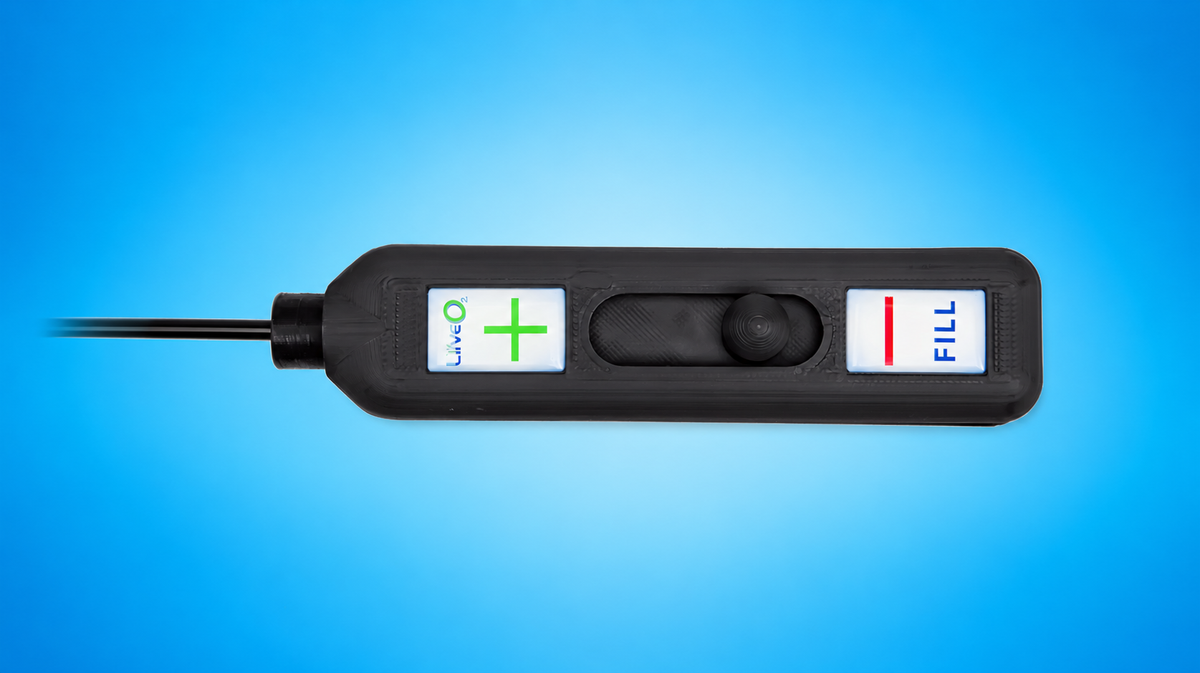 LiveO2 Extreme adaptive contrast switch control showing oxygen and fill setting close-up