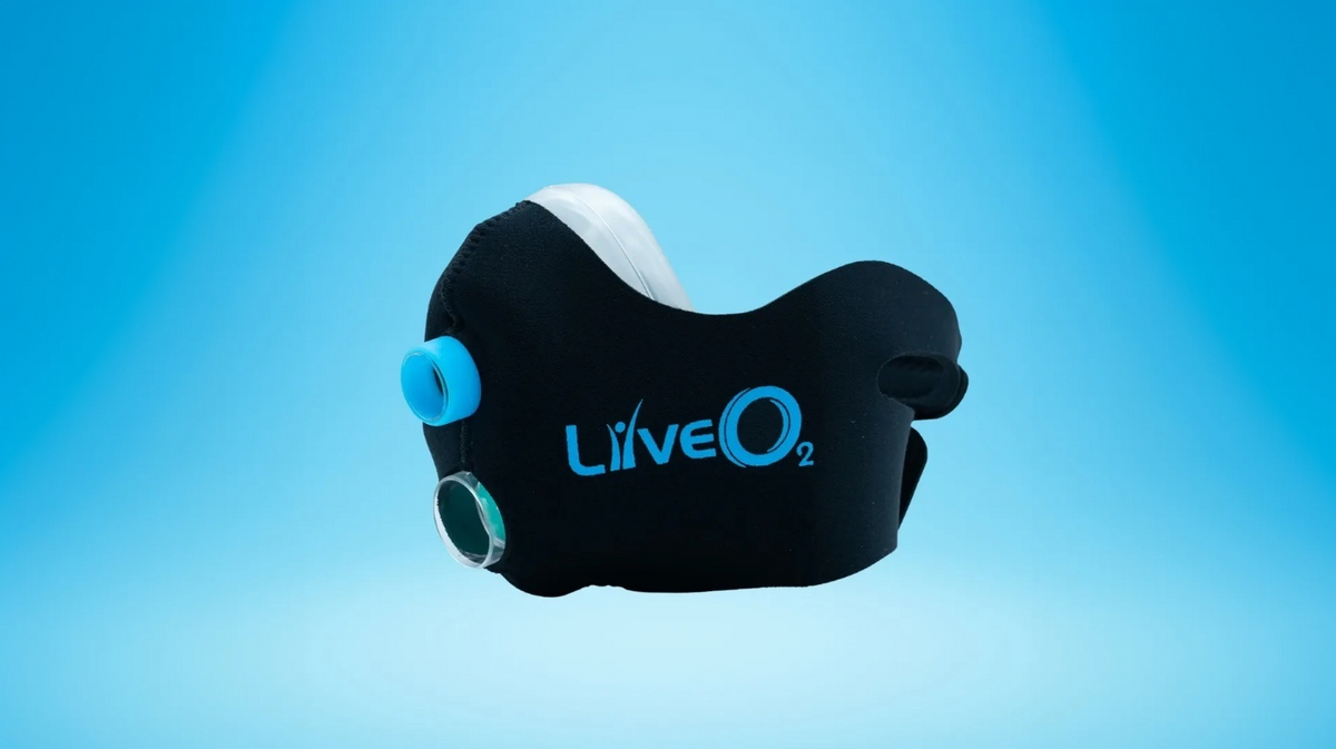 LiveO2 standard neoprene mask kit close-up for EWOT and adaptive contrast oxygen training
