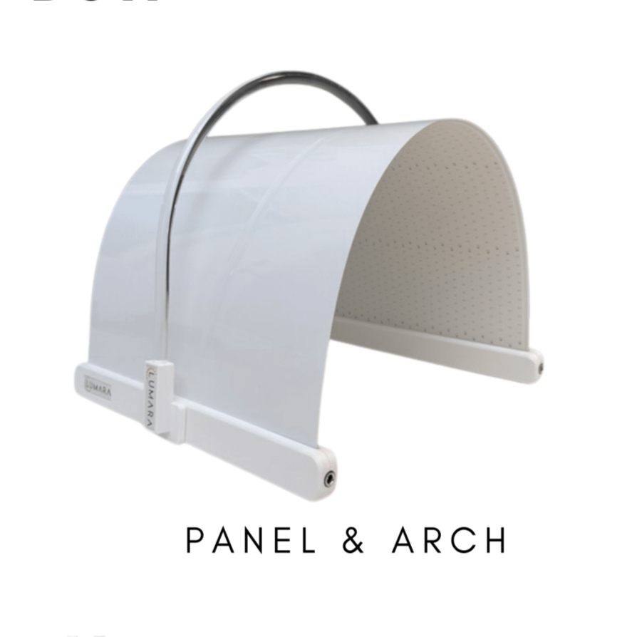 Lumara Illuminate V2 red light therapy panel flexible arch design close up