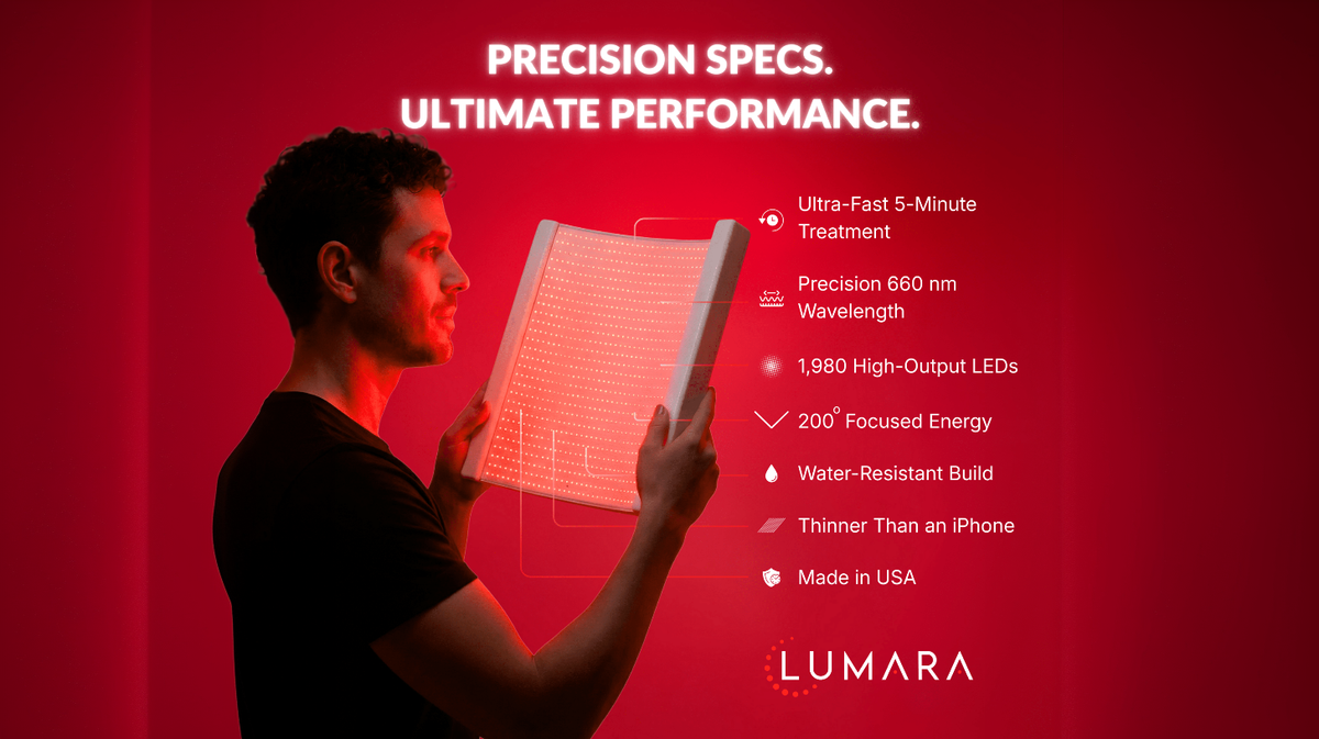 Lumara Illuminate V2 red light therapy panel high output flexible design demonstration