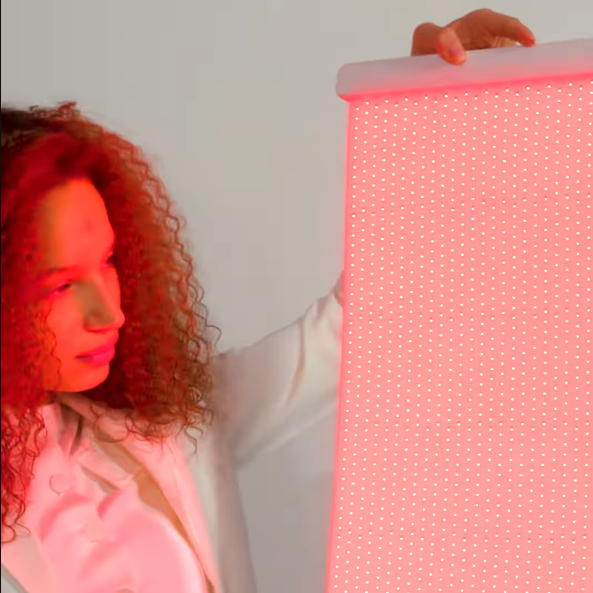 Lumara Illuminate V2 red light therapy panel micro LED surface close up illuminated