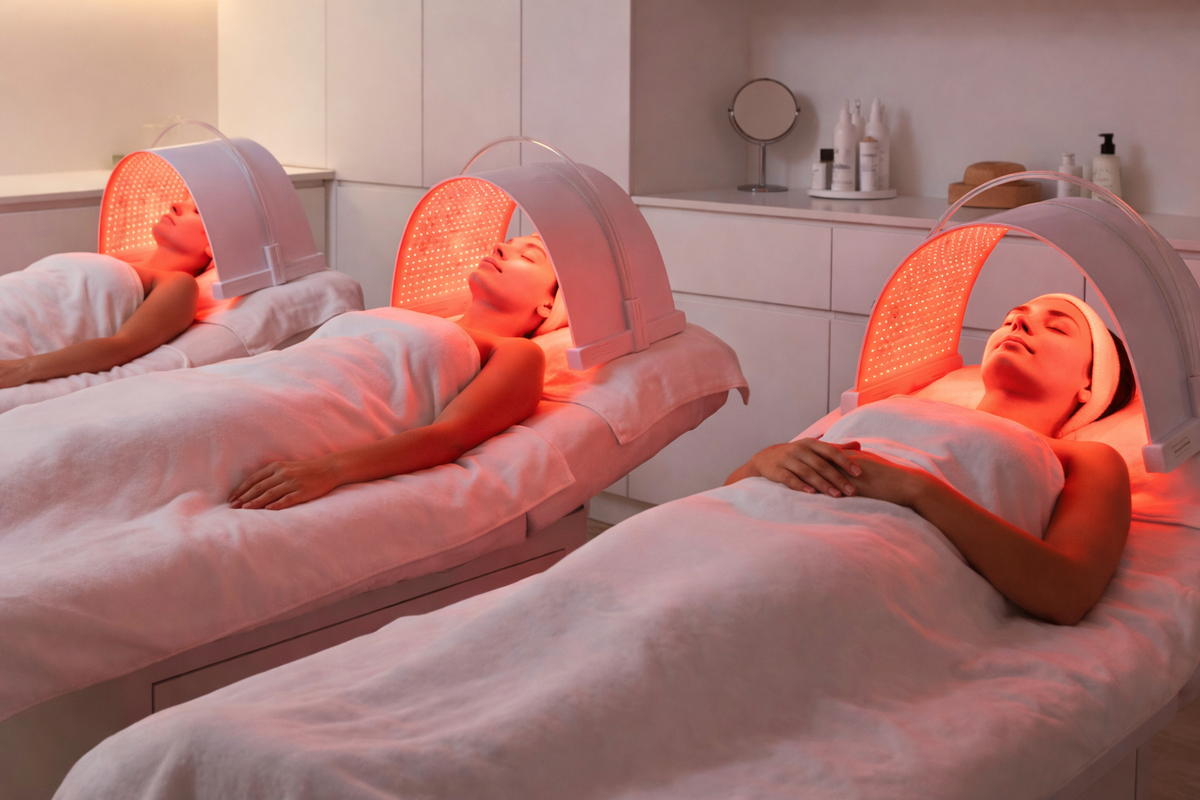 Lumara Illuminate V2 red light therapy panel professional spa treatment multiple units in use