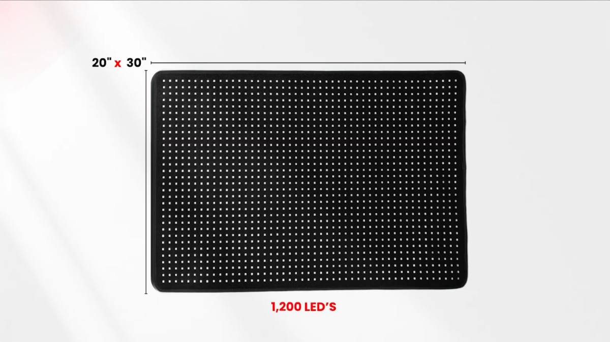 Lumara red light therapy pad large size 20 by 30 inch full body coverage LED layout on flat surface