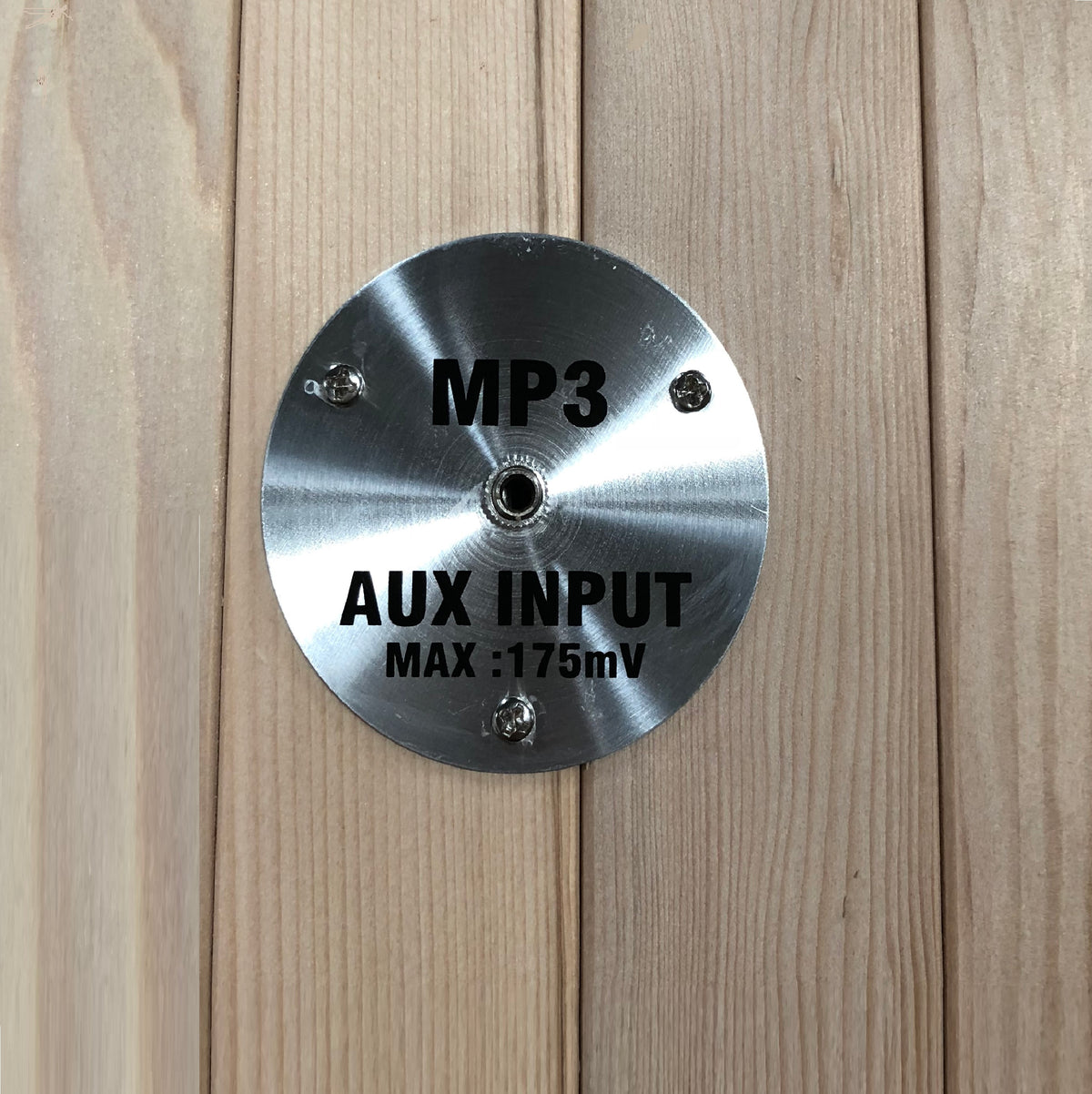 Maxxus Seattle low EMF infrared sauna built-in AUX and MP3 audio input connection for integrated speaker system use