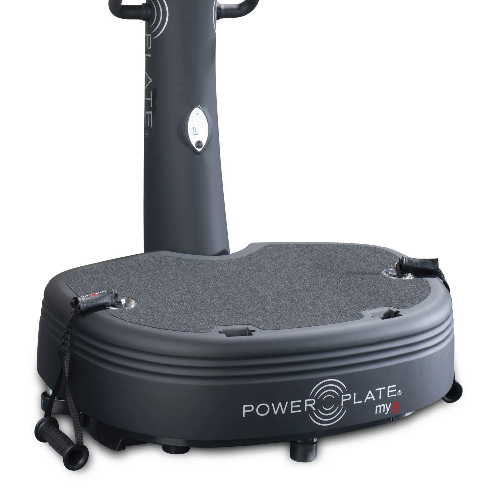 Power Plate my8 whole body vibration platform surface with integrated proMOTION resistance cable anchors and textured training plate