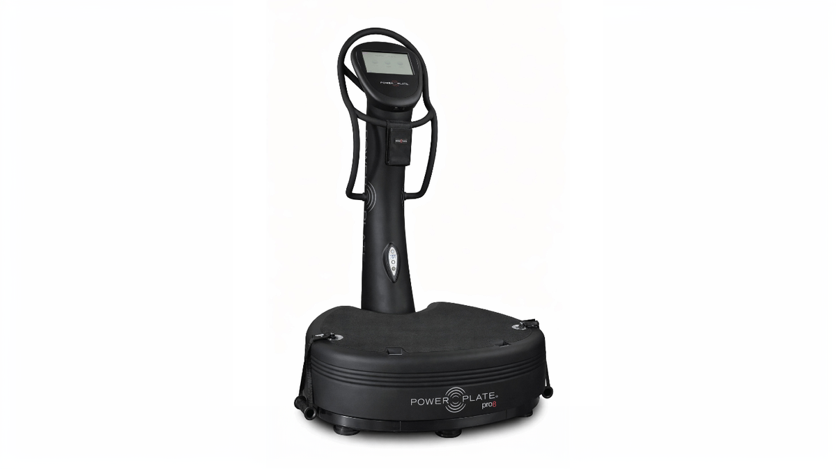 Power Plate pro8 whole body vibration platform front view commercial vibration training machine