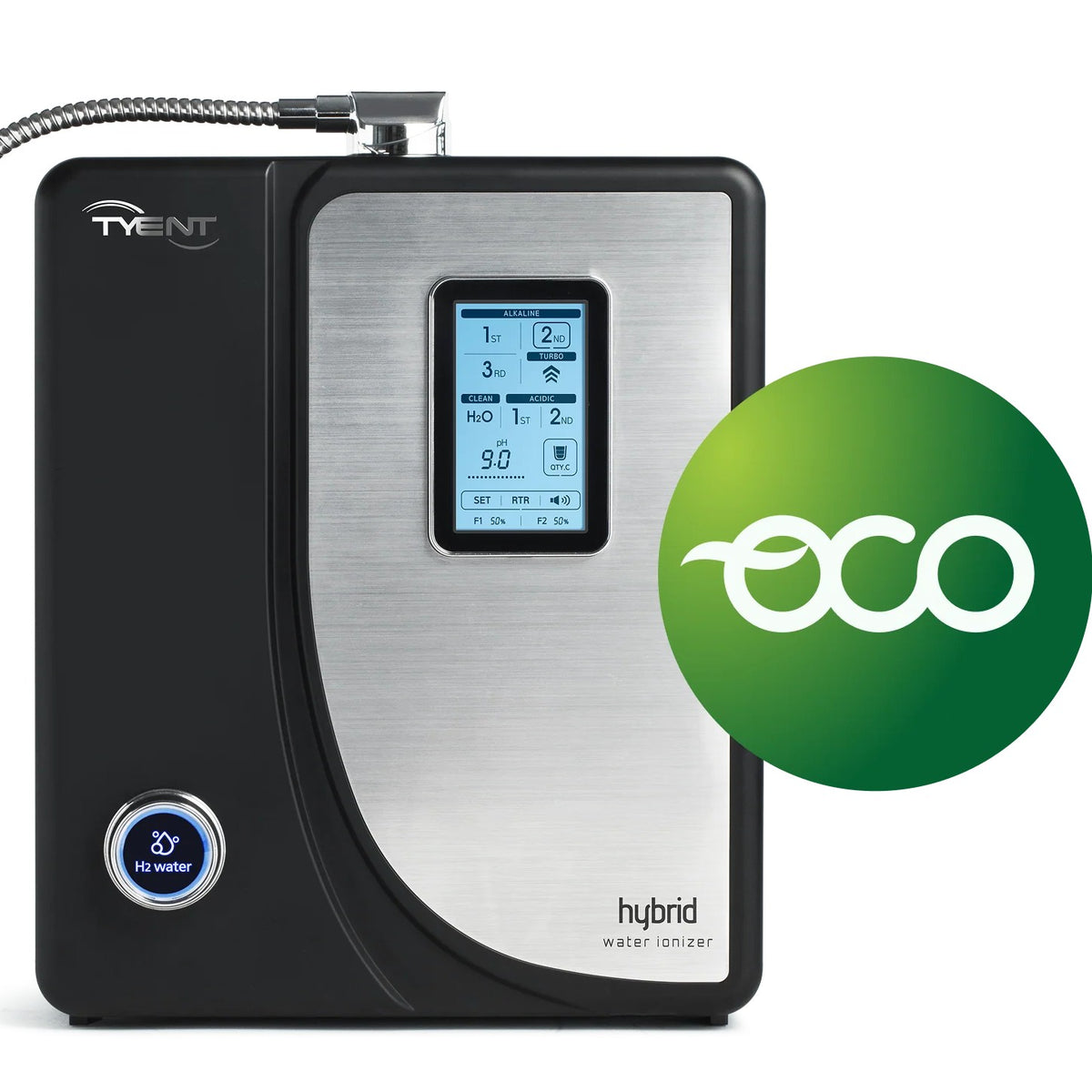 Tyent Alkaline H2 Hybrid water ionizer eco mode energy saving display hydrogen water system countertop unit