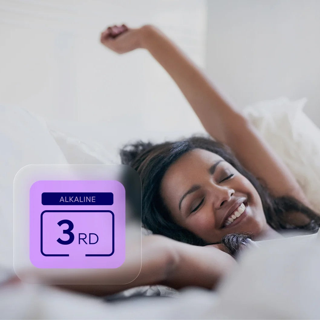 Tyent Edge 9000 Turbo water ionizer hydration lifestyle image showing restful sleep and nighttime alkaline water routine