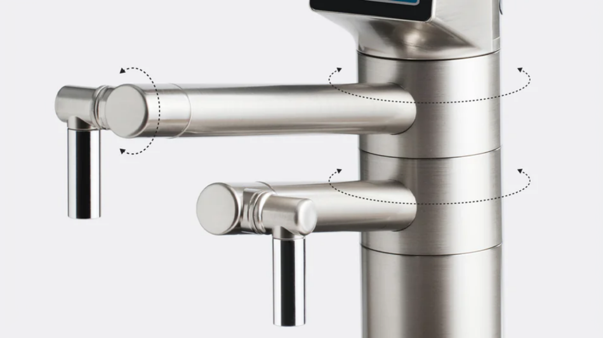 Tyent UCE-13 PLUS ionizer faucet with rotating spout demonstrating multi-directional 180 degree movement